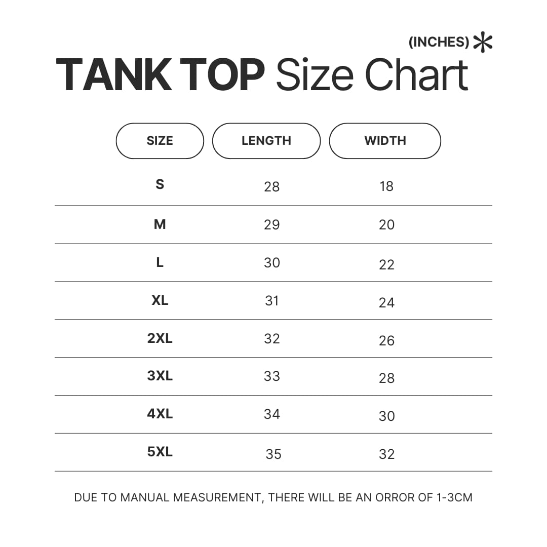Tank Top Size Chart - Garten Of Banban Store