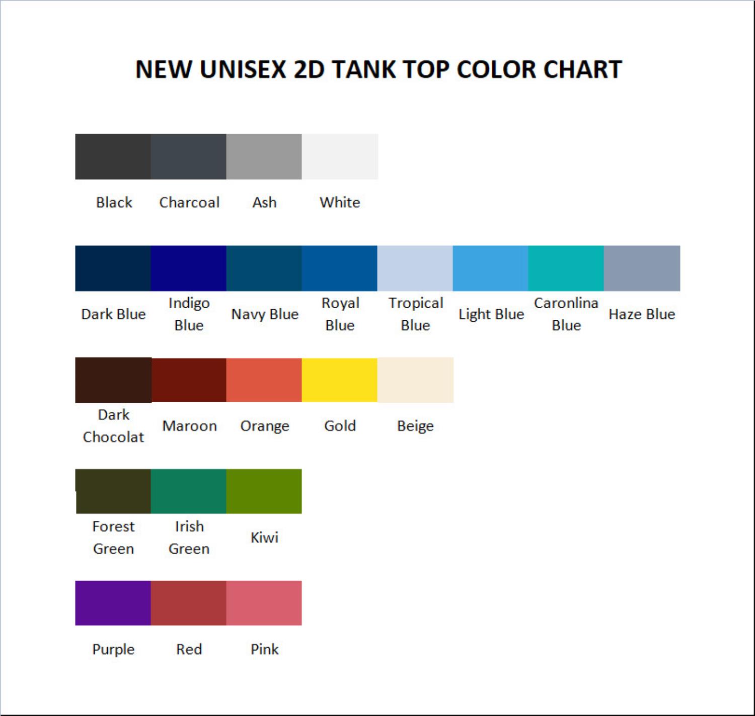 tank top color chart - Garten Of Banban Store